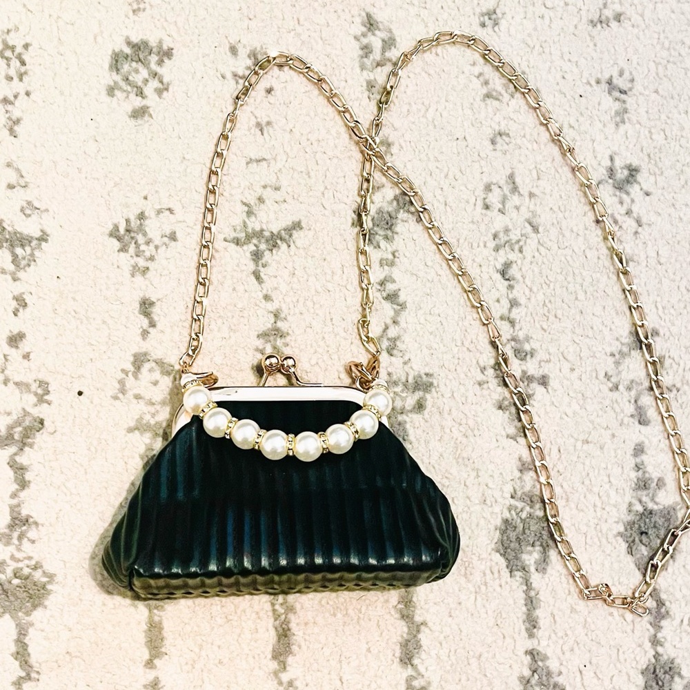 Black Faux Leather Mini Purse